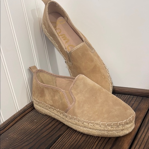Sam Edelman Tan sueded leather Slip-On Espadrille Shoes - Picture 1 of 6